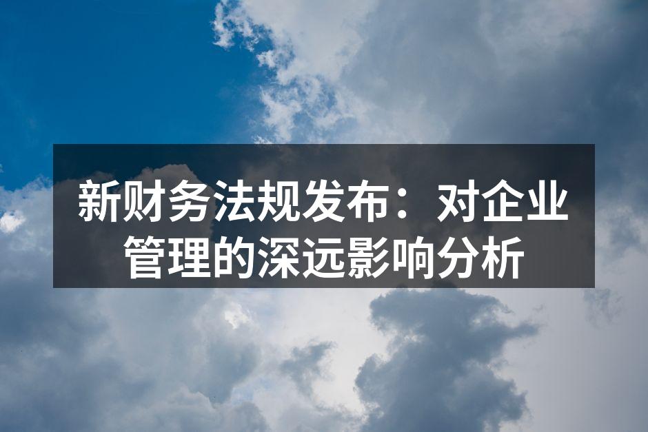 新财务法规发布：对企业管理的深远影响分析